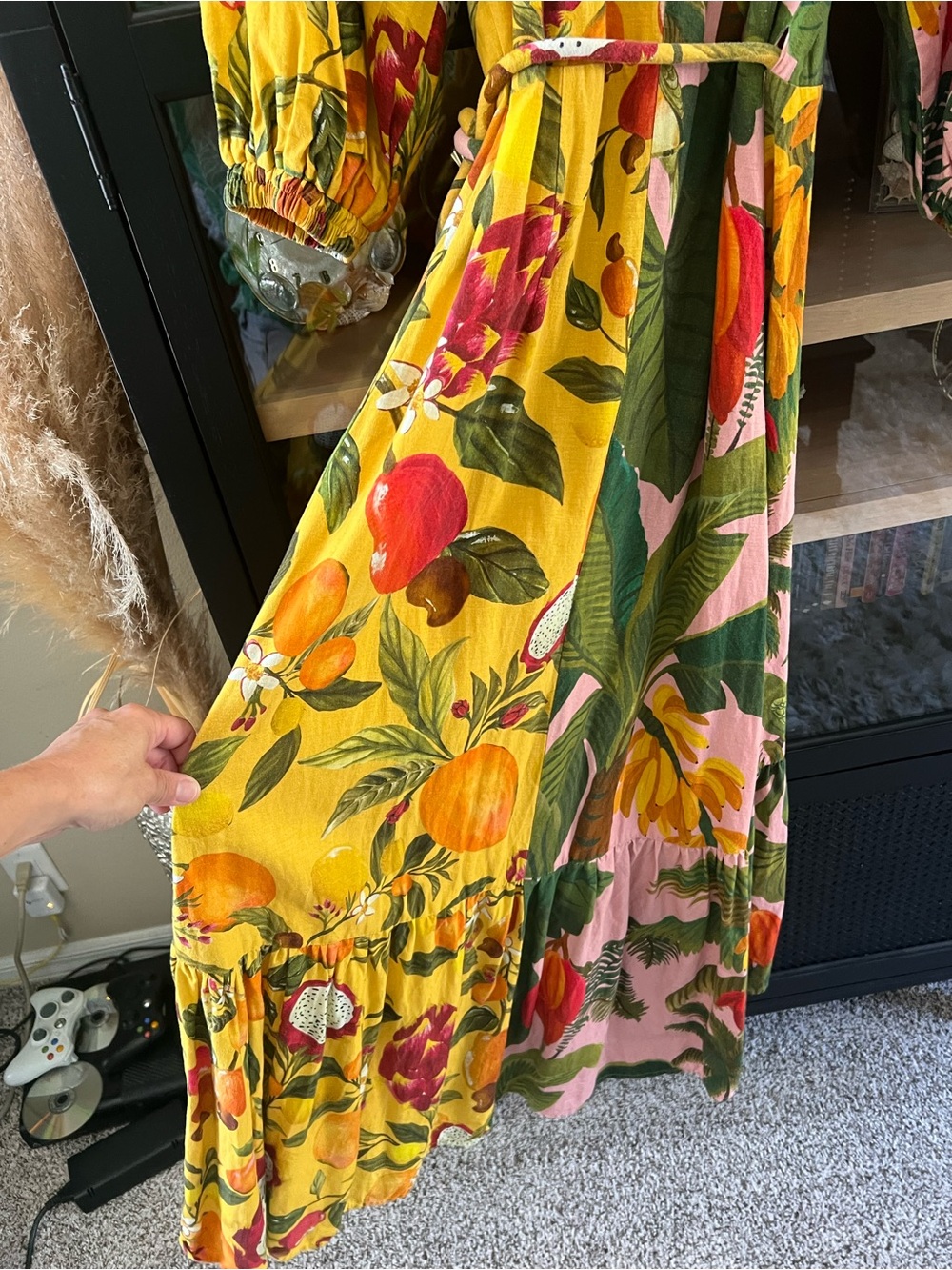 FARM Rio Yellow, Pink & Green Tropical Fruit Wrap Maxi Dress 🥭 - Picture 7 of 16